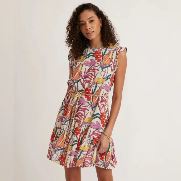 Marine Layer Tropical Floral Laney Midi Dress Size XL Tencel Linen Blend - Picture 1 of 9